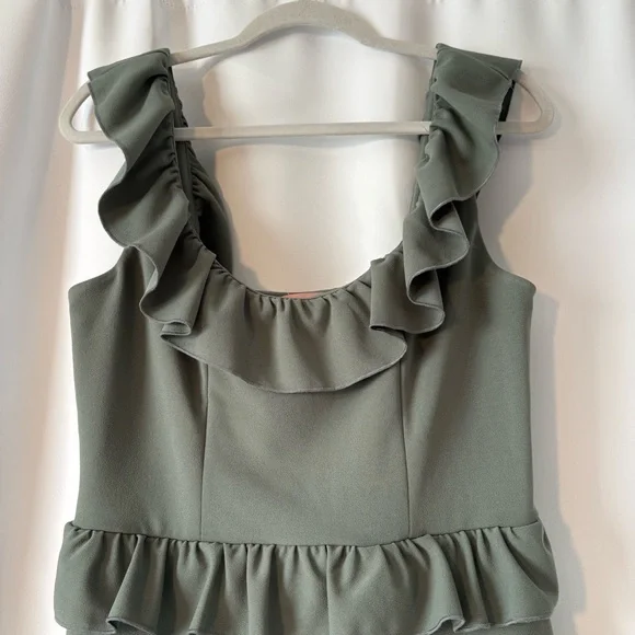 Show Me Your MuMu Green Asymmetrical Ruffle Sundress - Picture 3 of 13